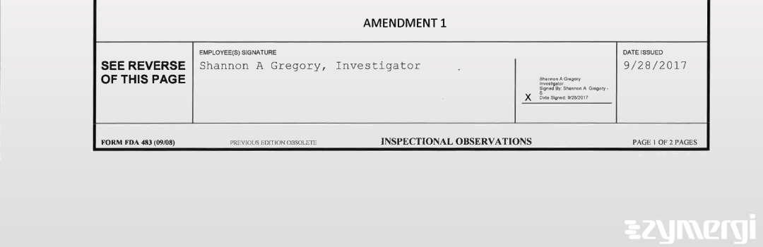 Shannon A. Gregory FDA Investigator 