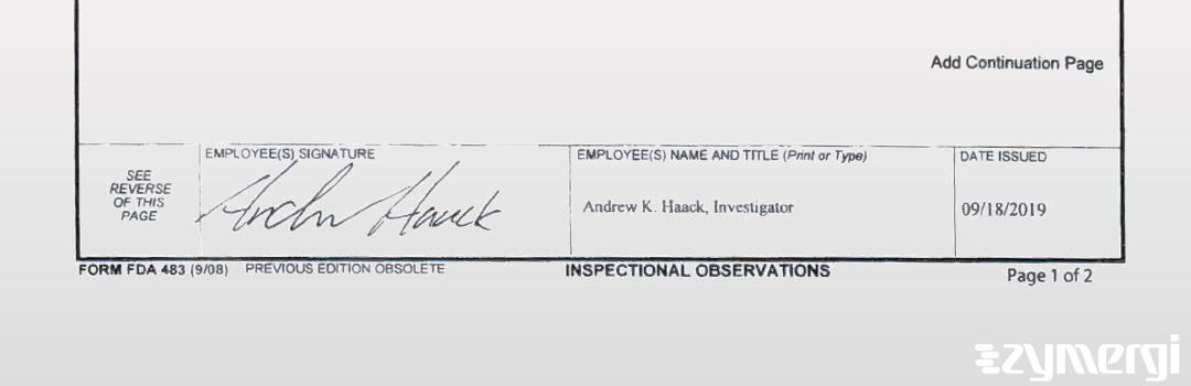 Andrew K. Haack FDA Investigator 