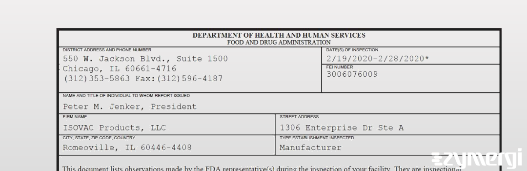 FDANews 483 ISOVAC Products, LLC Feb 28 2020 top