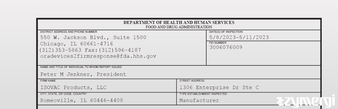 FDANews 483 ISOVAC Products, LLC May 11 2023 top