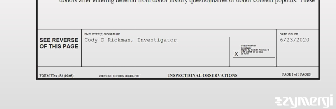 Cody D. Rickman FDA Investigator