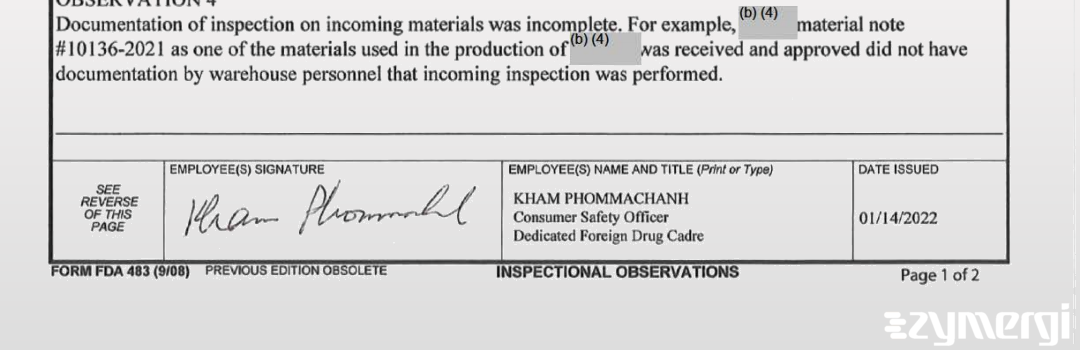 Kham Phommachanh FDA Investigator