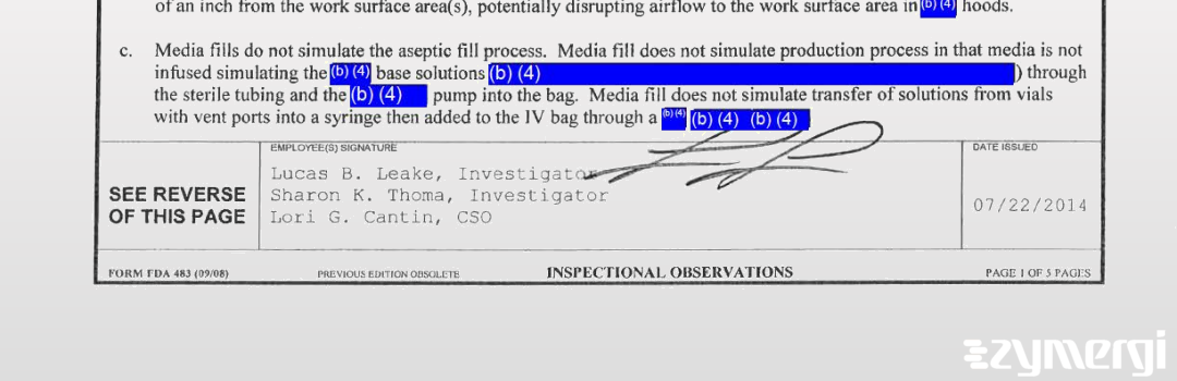 Sharon K. Thoma FDA Investigator Lucas B. Leake FDA Investigator 