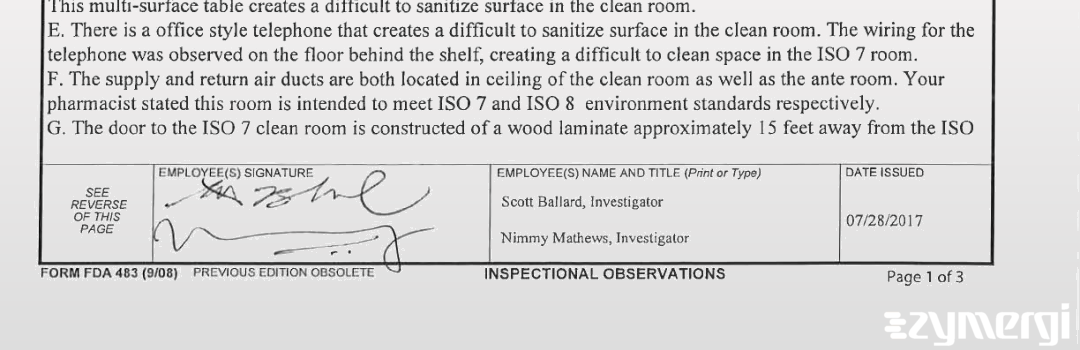 Nimmy Mathews FDA Investigator Scott T. Ballard FDA Investigator 