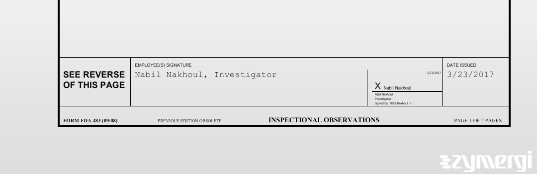 Nabil Nakhoul FDA Investigator