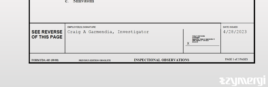 Craig A. Garmendia FDA Investigator 