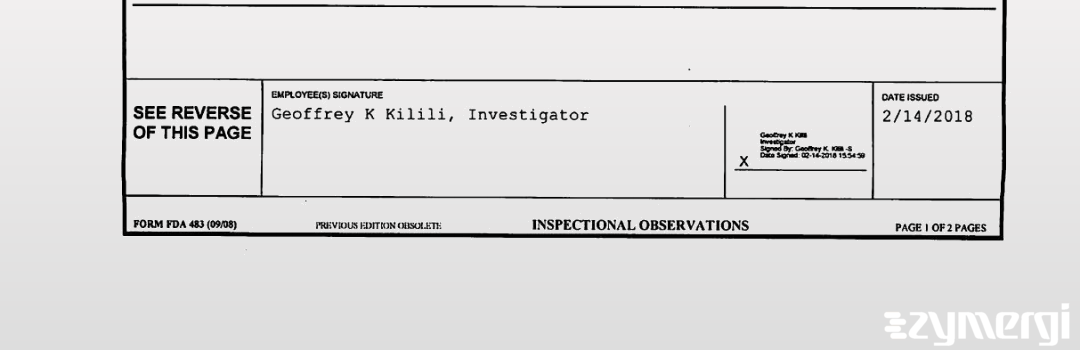 Geoffrey K. Kilili FDA Investigator 