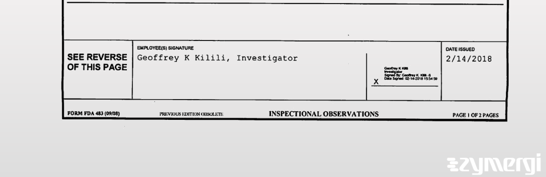 Geoffrey K. Kilili FDA Investigator