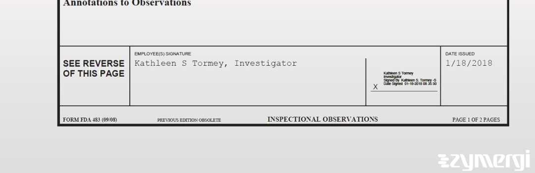 Kathleen S. Tormey FDA Investigator 