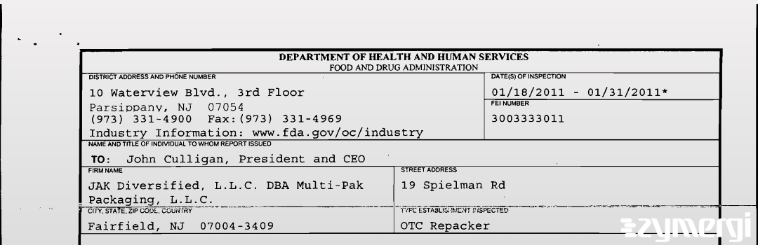 FDANews 483 JAK Diversified II Inc. Jan 31 2011 top