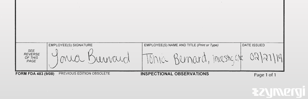 Tonia F. Bernard FDA Investigator