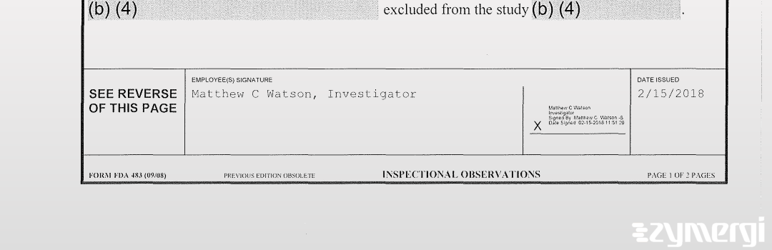 Matthew C. Watson FDA Investigator 