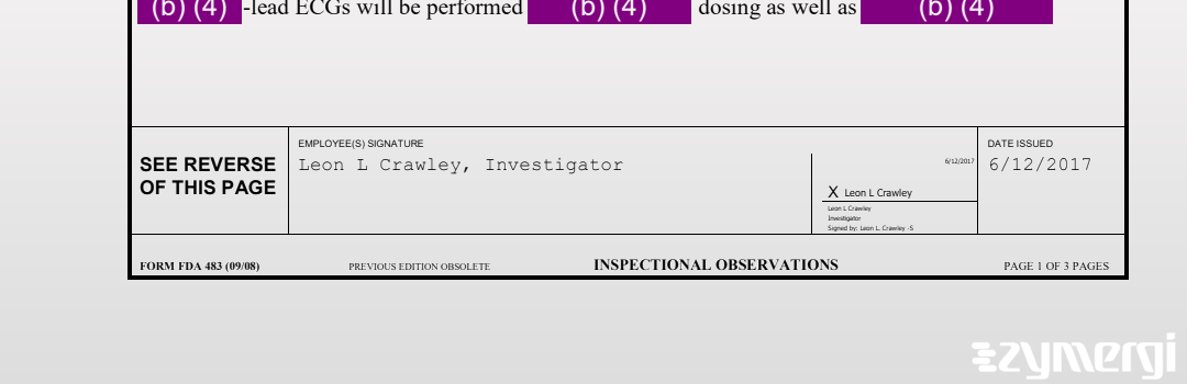 Leon L. Crawley FDA Investigator 