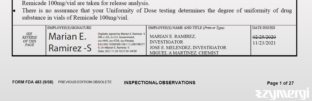 Marian E. Ramirez FDA Investigator Jose E. Melendez FDA Investigator Miguel A. Martinez FDA Investigator 