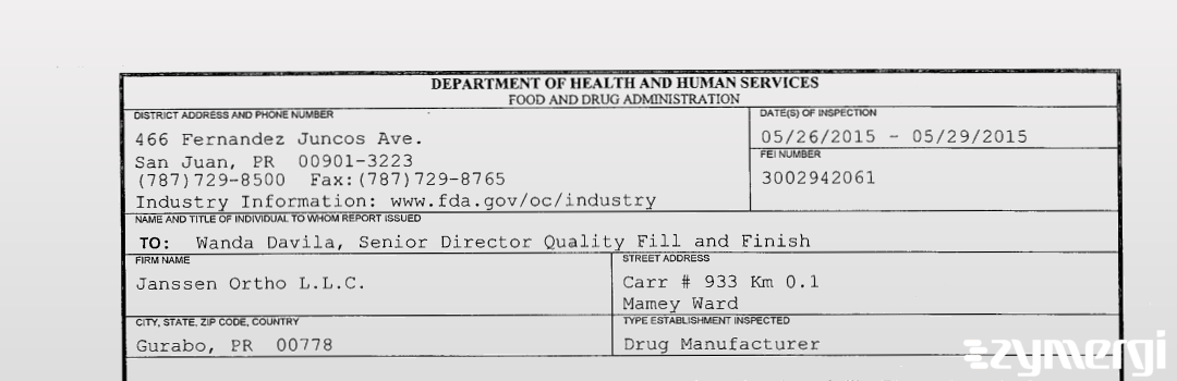 FDANews 483 Janssen Ortho, Llc May 29 2015 top