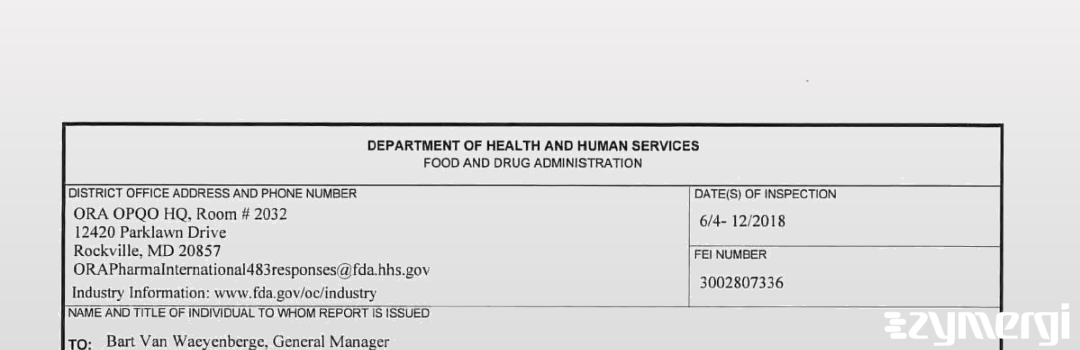 FDANews 483 Janssen Pharmaceutica NV Jun 12 2018 top