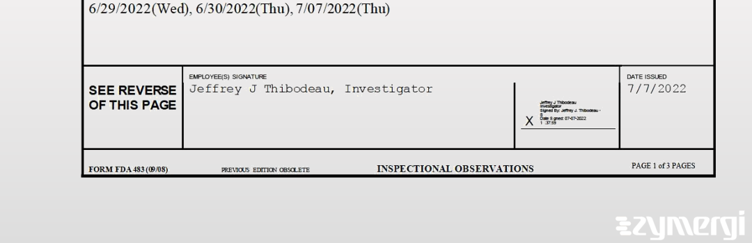 Jeffrey J. Thibodeau FDA Investigator
