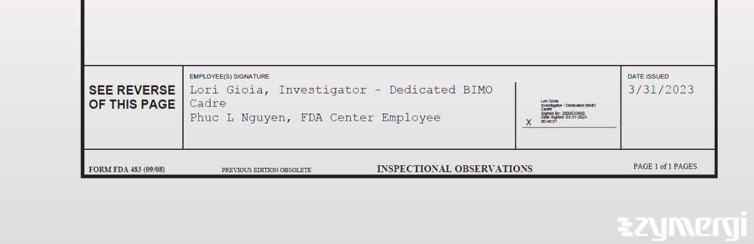 Lori Gioia FDA Investigator Phuc L. Nguyen FDA Investigator 