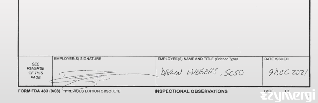 Darin S. Wiegers FDA Investigator