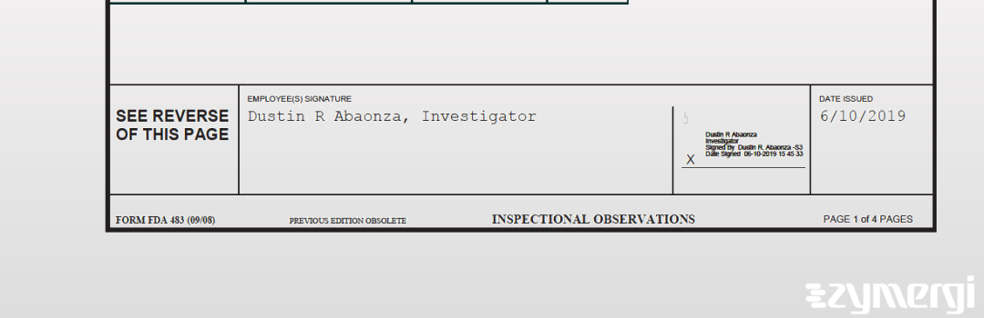Dustin R. Abaonza FDA Investigator