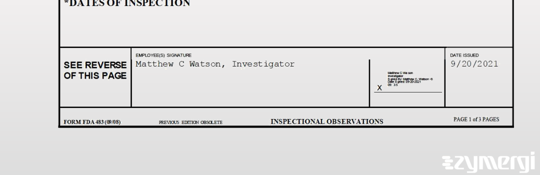 Matthew C. Watson FDA Investigator 