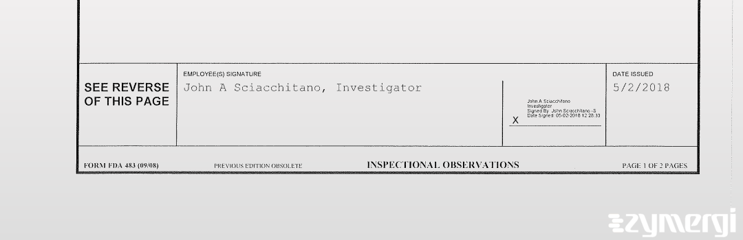 John A. Sciacchitano FDA Investigator 