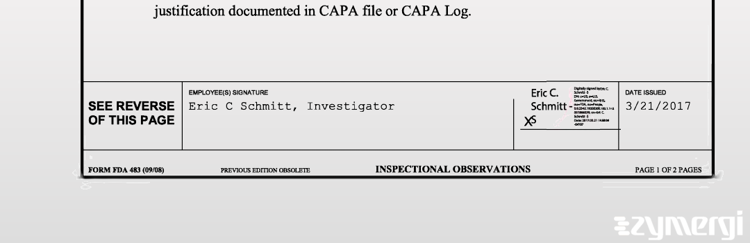 Eric C. Schmitt FDA Investigator 