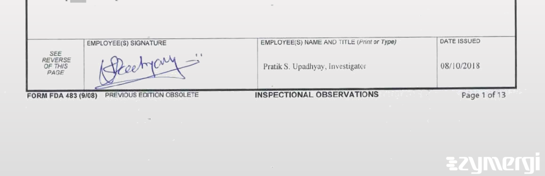 Pratik S. Upadhyay FDA Investigator 