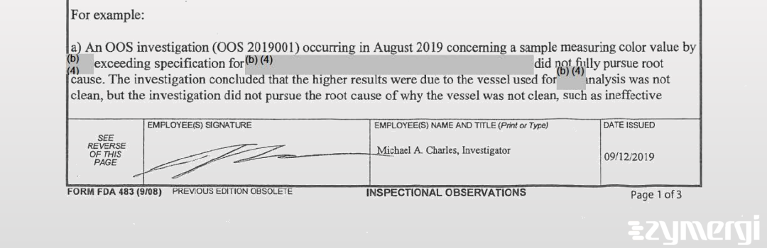 Michael A. Charles FDA Investigator