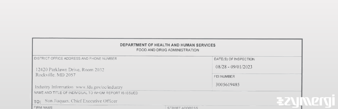 FDANews 483 Jiangsu NHWA Pharmaceutical Co., Ltd. Sep 1 2023 top