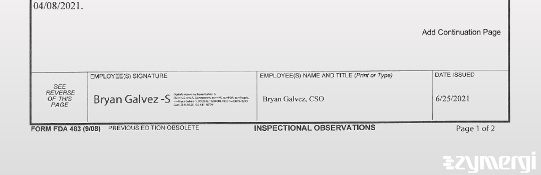 Bryan A. Galvez FDA Investigator