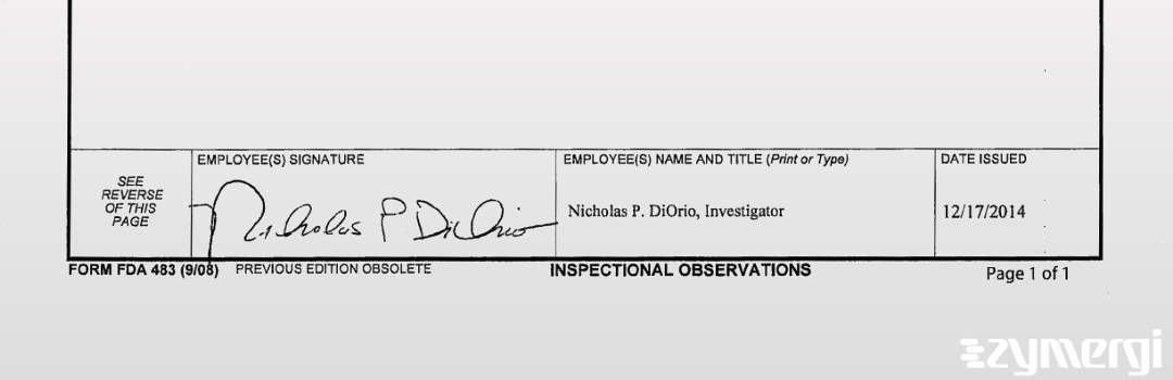 Nicholas P. Diorio FDA Investigator