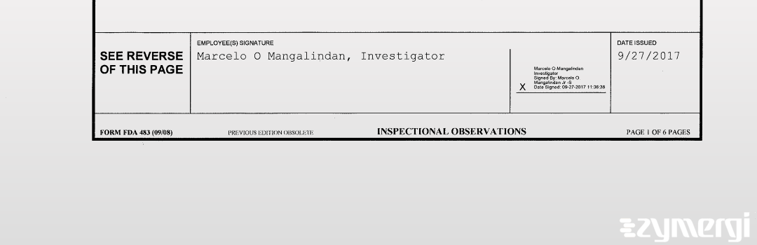 Marcelo O. Mangalindan FDA Investigator 