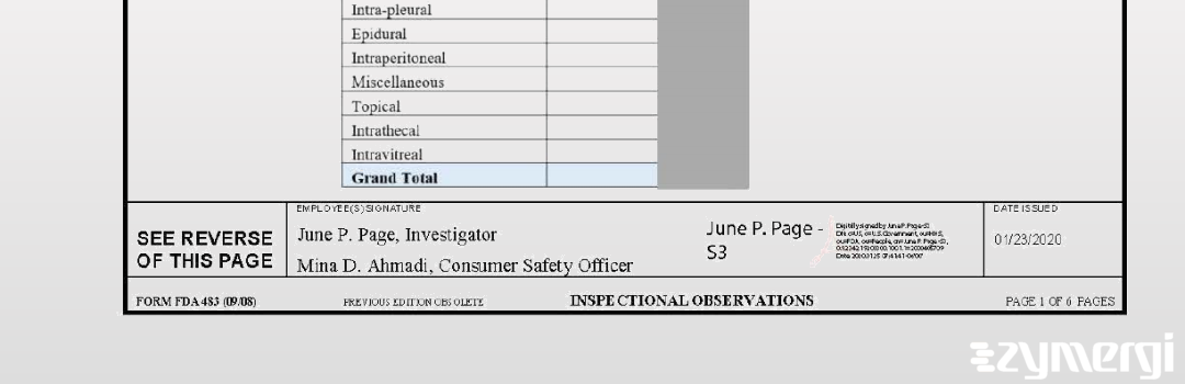 June P. Page FDA Investigator Mina Ahmadi FDA Investigator 