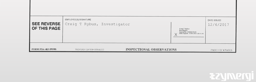 Craig T. Rybus FDA Investigator 