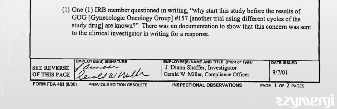 Diann Shaffer FDA Investigator 