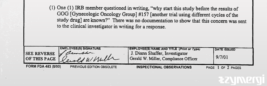 Diann Shaffer FDA Investigator