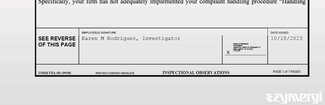 Karen M. Rodriguez FDA Investigator Karen M. Cruz Arenas FDA Investigator Cruz Arenas, Karen M FDA Investigator 