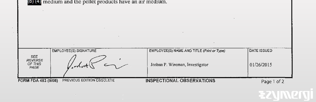 Joshua P. Wireman FDA Investigator 