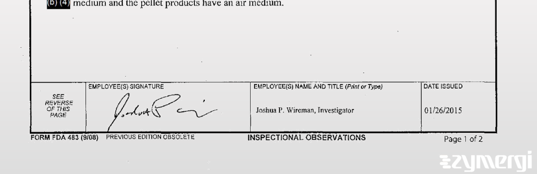 Joshua P. Wireman FDA Investigator