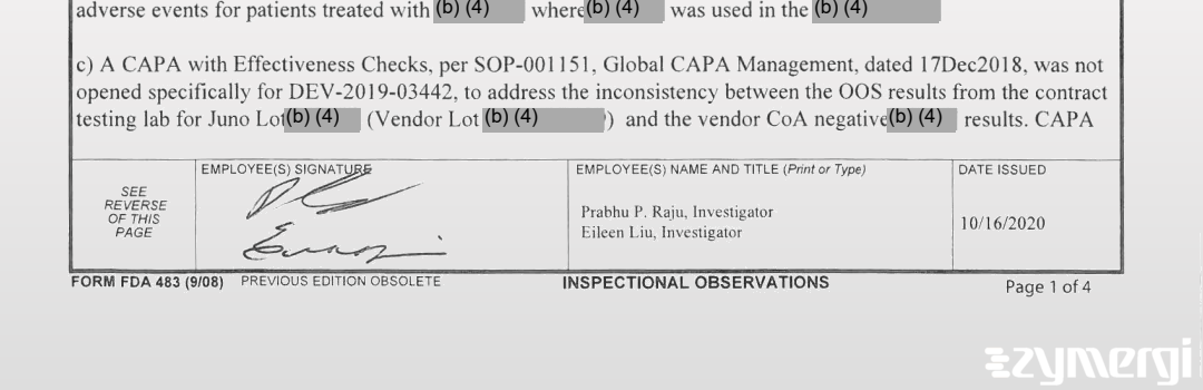 Prabhu P. Raju FDA Investigator Eileen A. Liu FDA Investigator David E. Bailey FDA Investigator Nirjal Bhattarai FDA Investigator Kimberly L. Schultz FDA Investigator Rabia Ballica FDA Investigator 