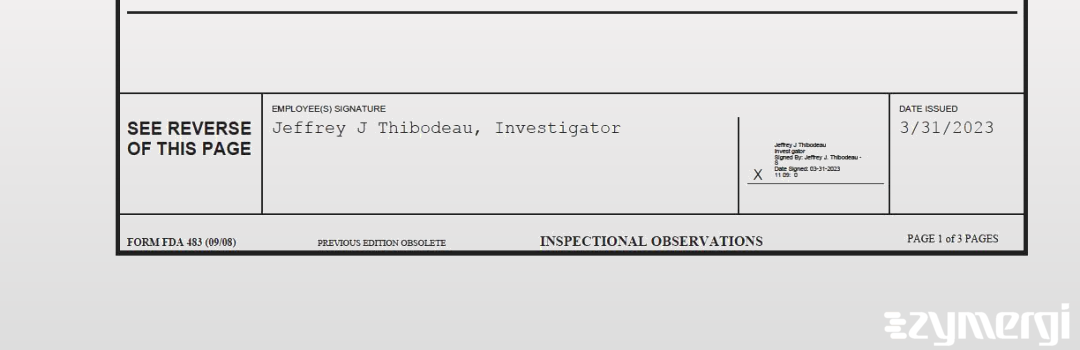 Jeffrey J. Thibodeau FDA Investigator 