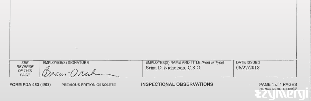 Brian D. Nicholson FDA Investigator