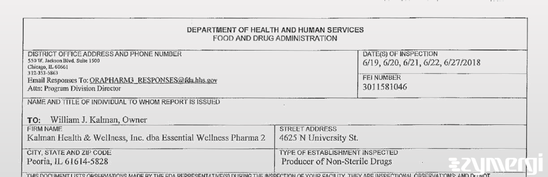 FDANews 483 Kalman Health & Wellness, Inc. Jun 27 2018 top