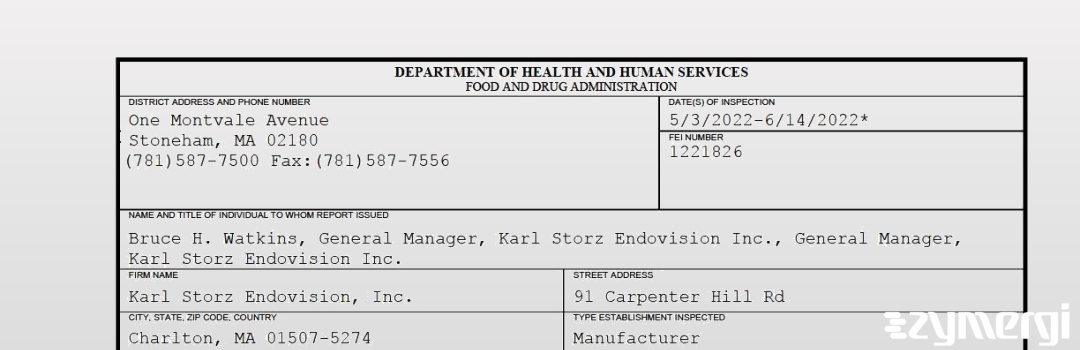 FDANews 483 Karl Storz Endovision, Inc. Jun 14 2022 top