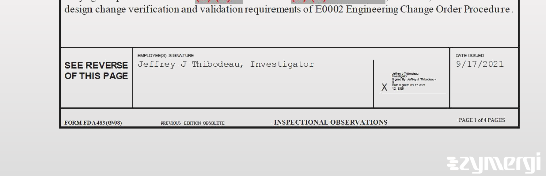 Jeffrey J. Thibodeau FDA Investigator 