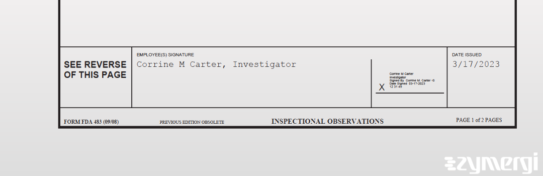 Corrine M. Carter FDA Investigator 