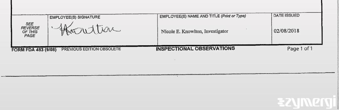 Nicole E. Knowlton FDA Investigator