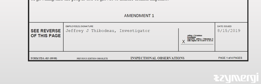 Jeffrey J. Thibodeau FDA Investigator 