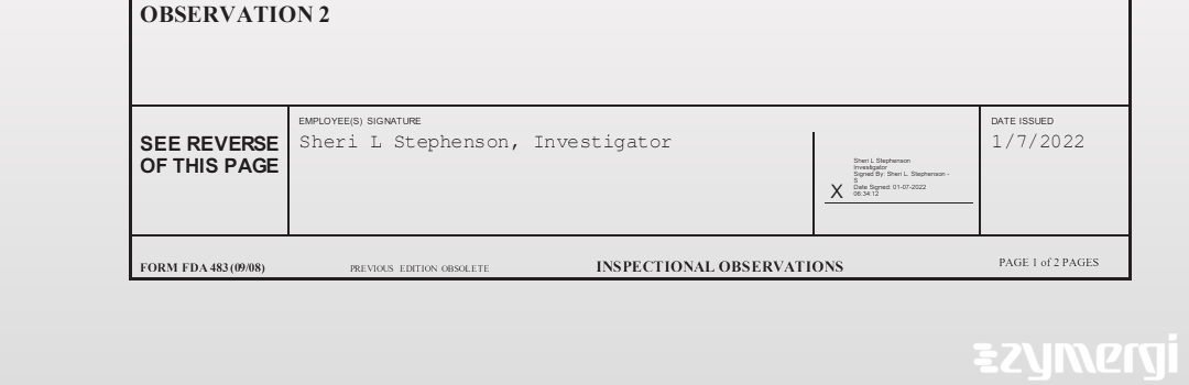 Sheri L. Stephenson FDA Investigator 